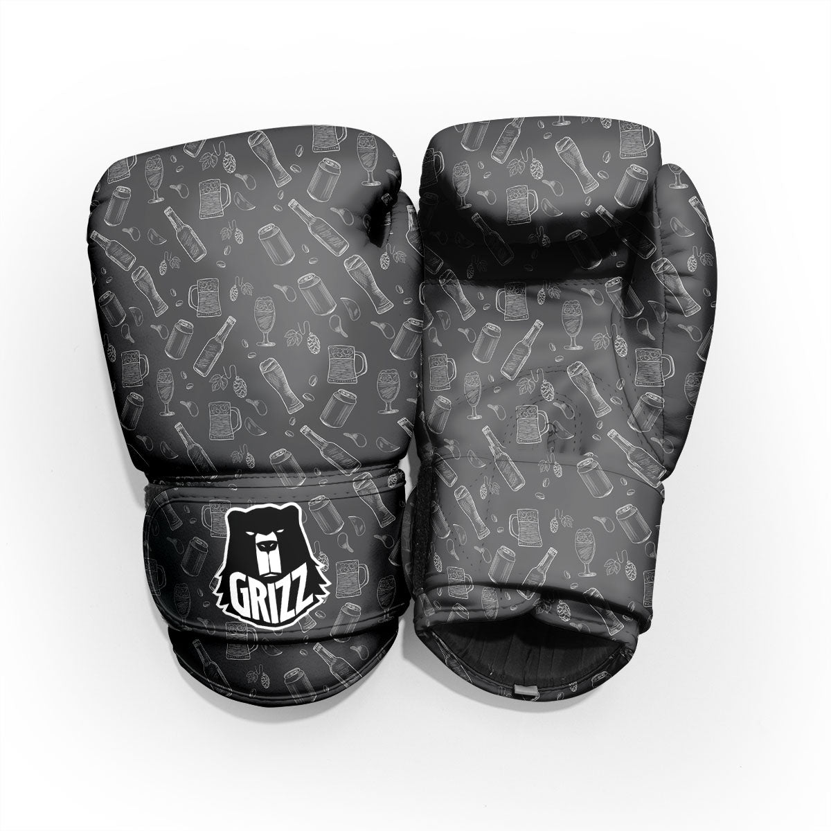 Beer White And Black Print Pattern Pro Boxing Glove