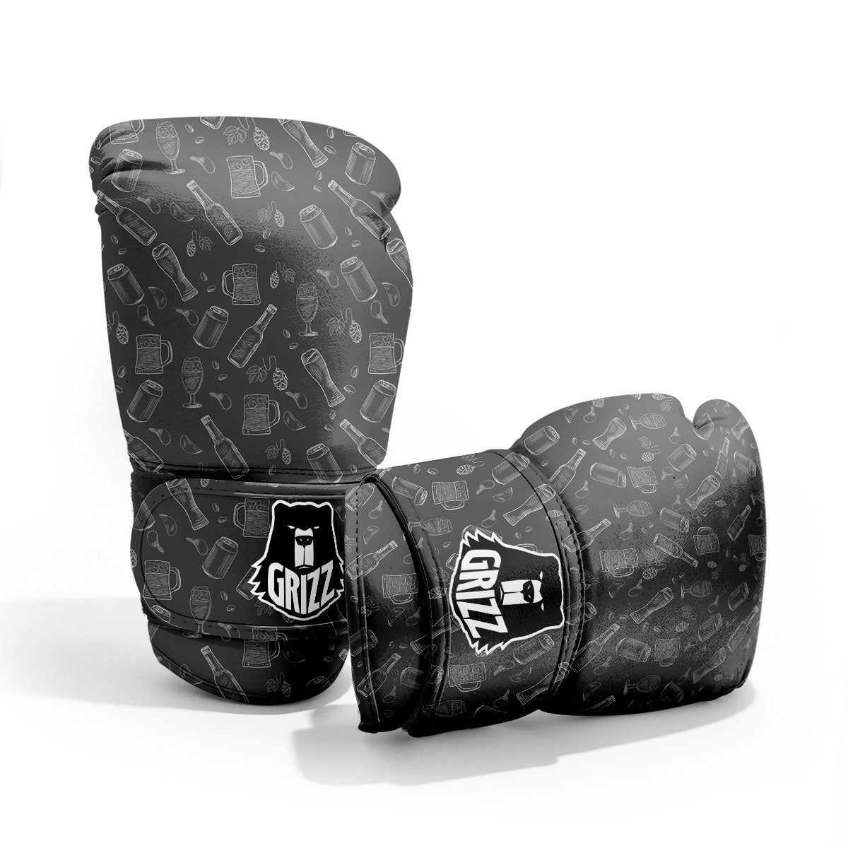 Beer White And Black Print Pattern Pro Boxing Glove