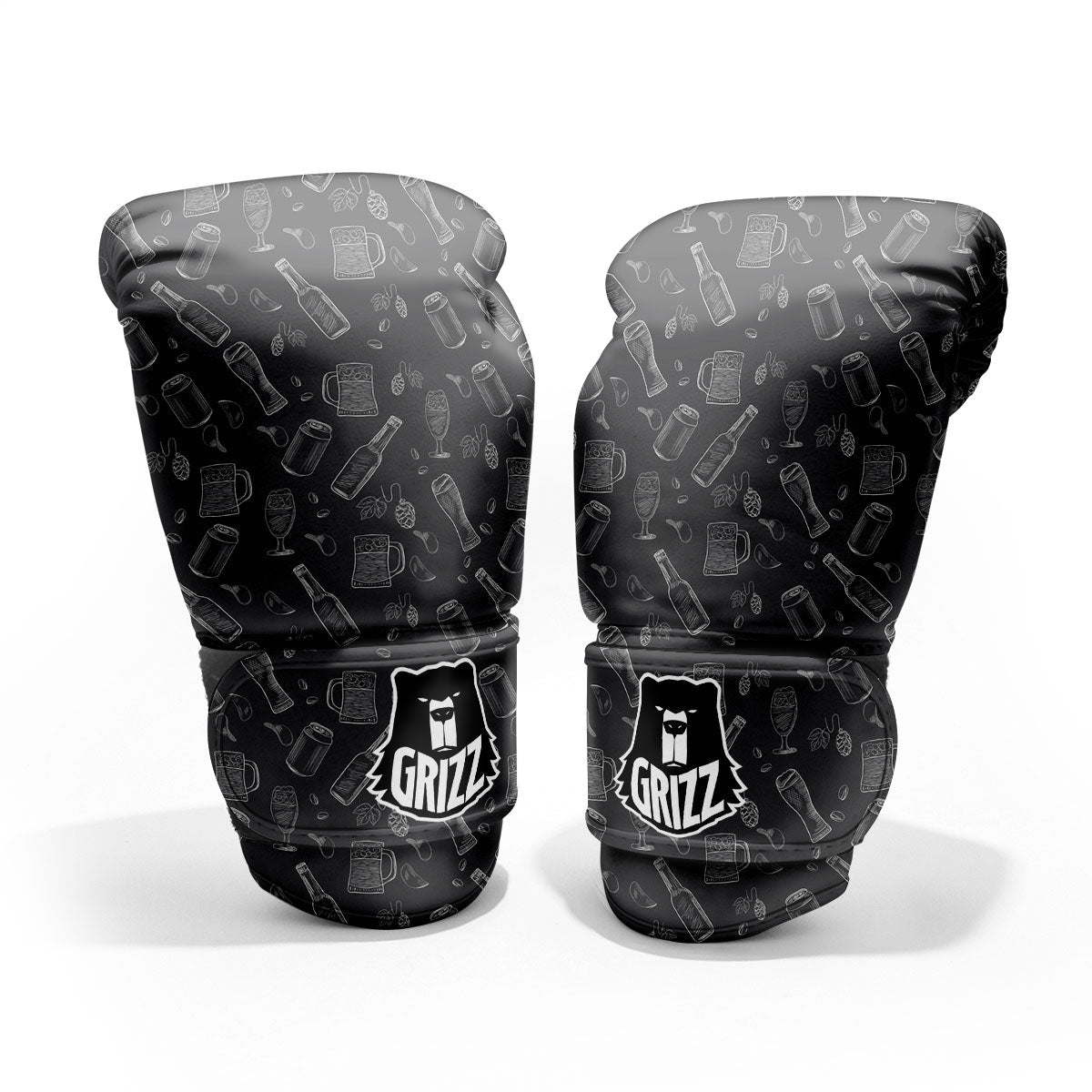 Beer White And Black Print Pattern Pro Boxing Glove