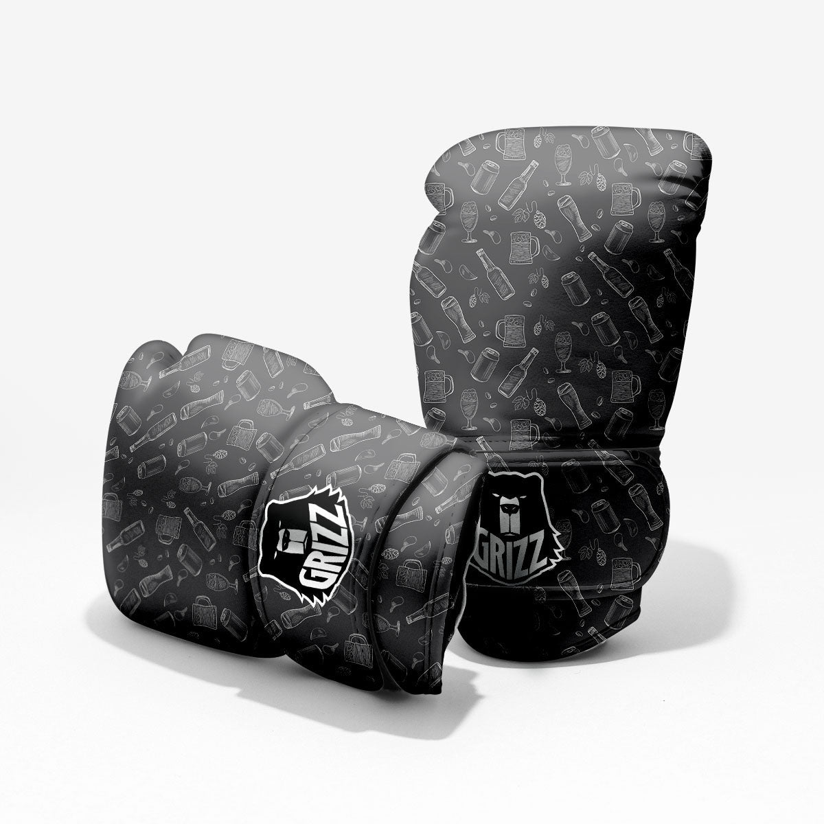 Beer White And Black Print Pattern Pro Boxing Glove