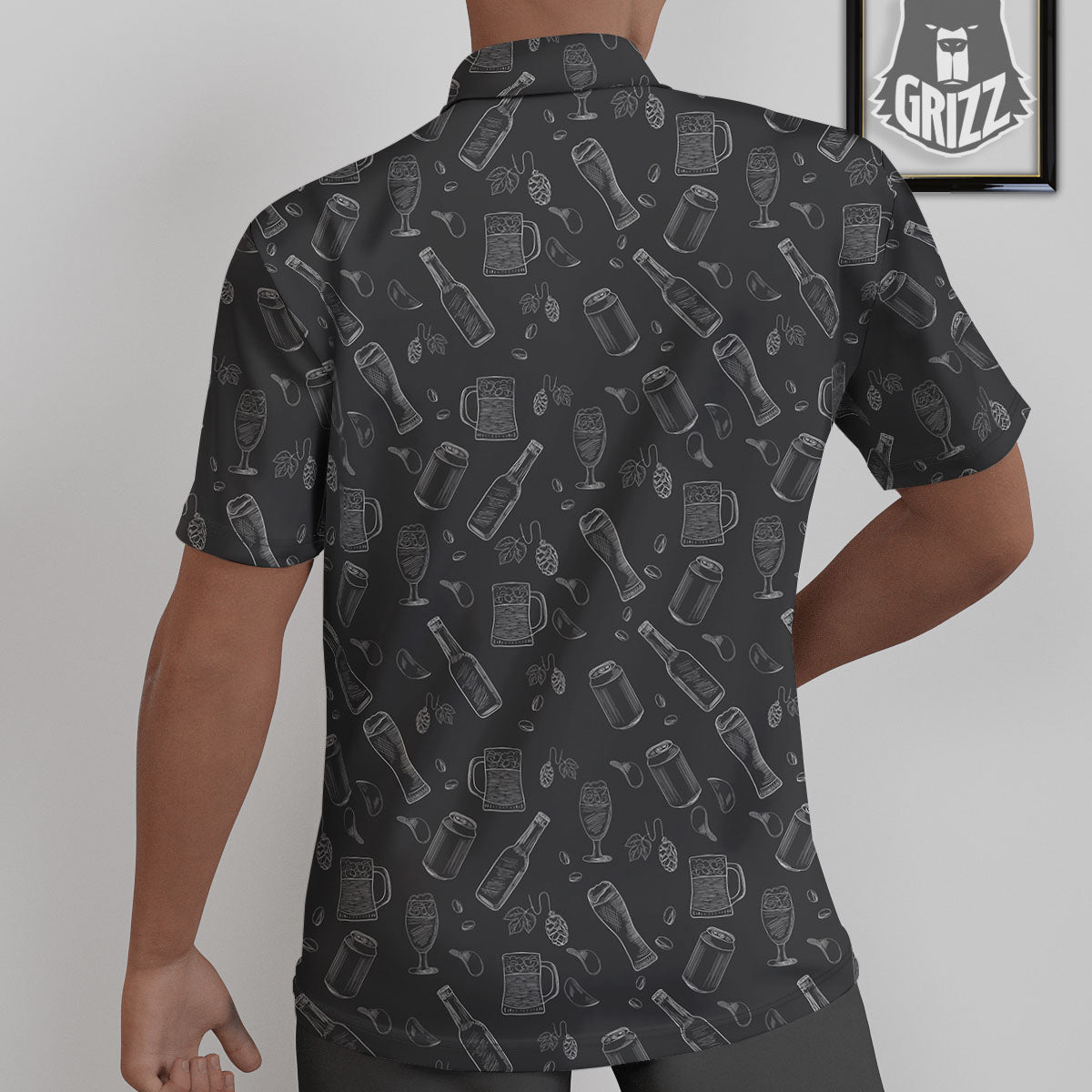 Beer White And Black Print Pattern Untucked Shirts-grizzshop