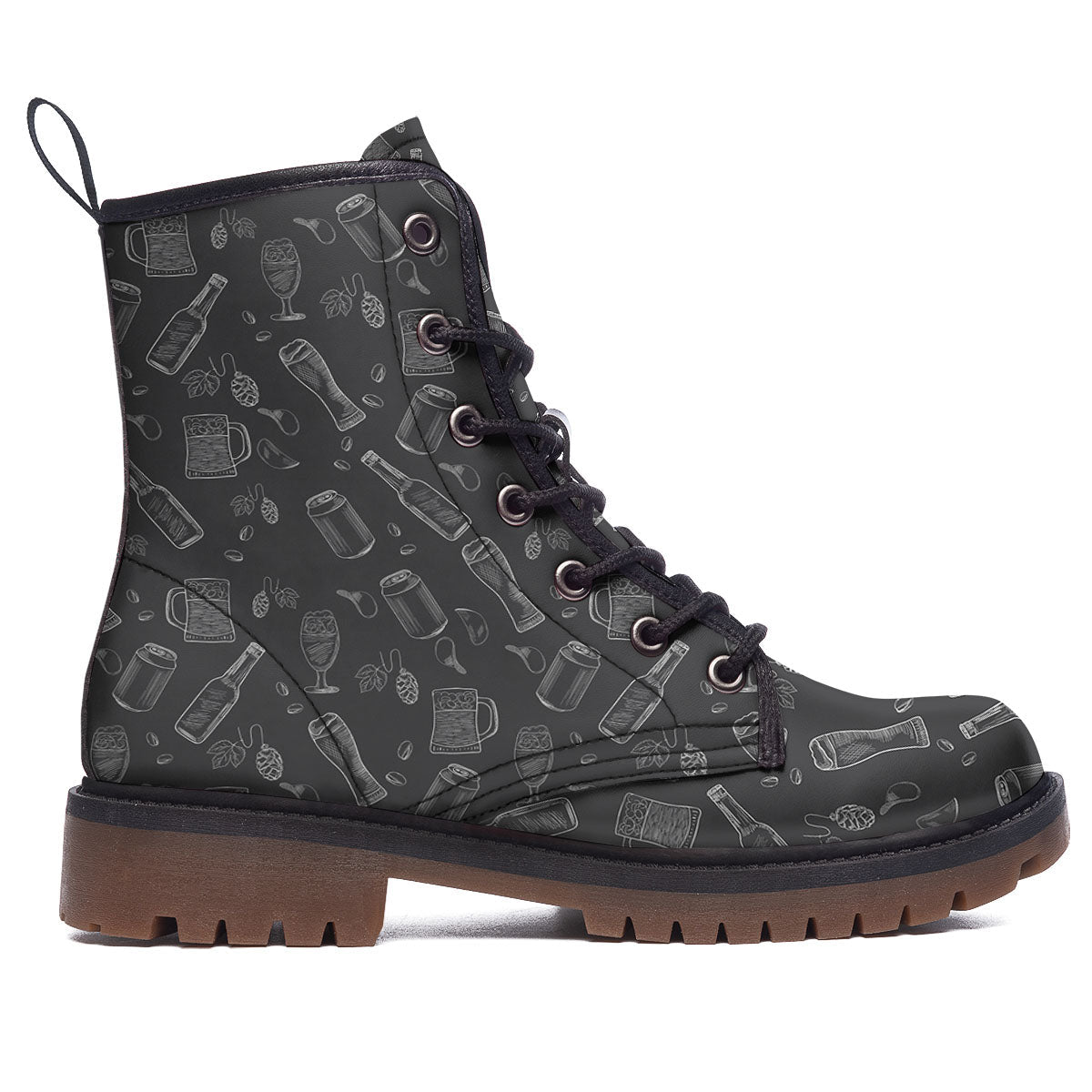 Beer White And Black Print Pattern Work Boots-grizzshop