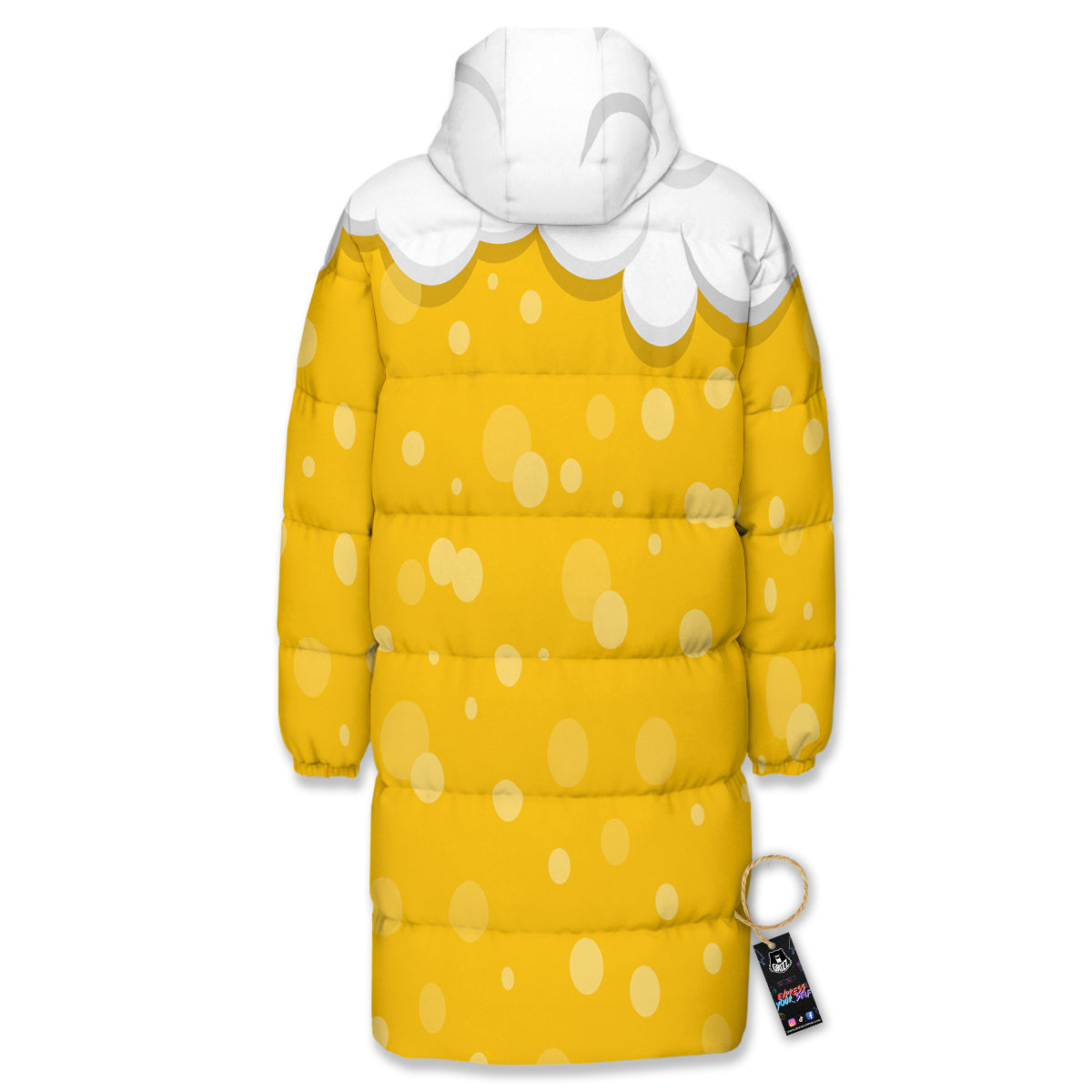 Beer Foam And Bubbles Cartoon Print Long Down Jacket