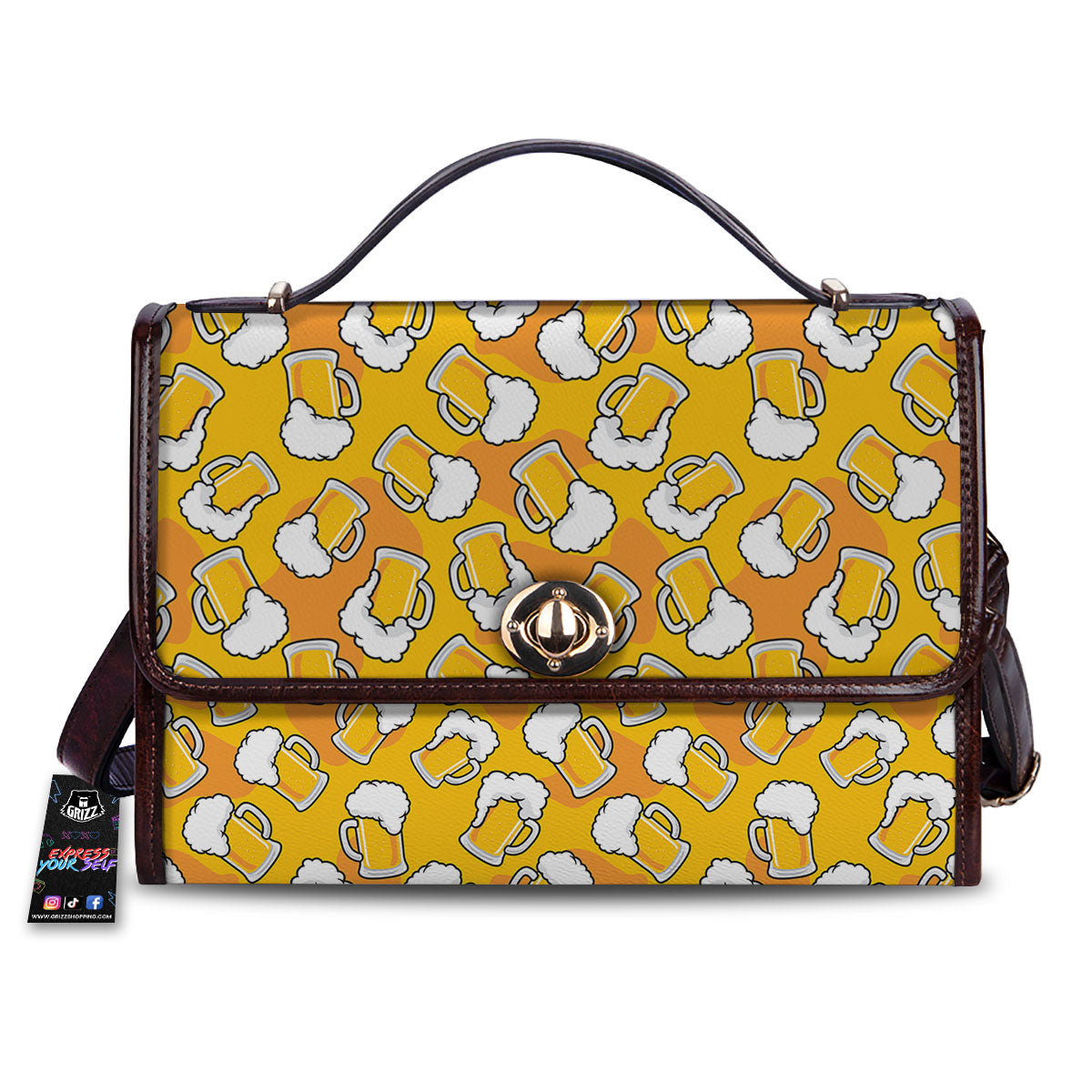 Beer Mug Pattern Print Women's Satchel Bag