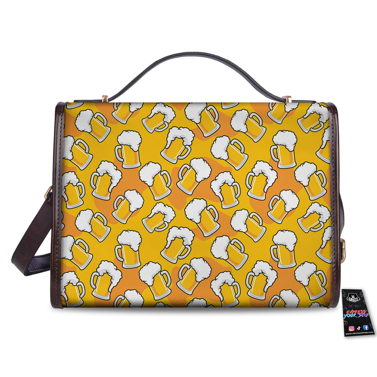 Beer Mug Pattern Print Women's Satchel Bag