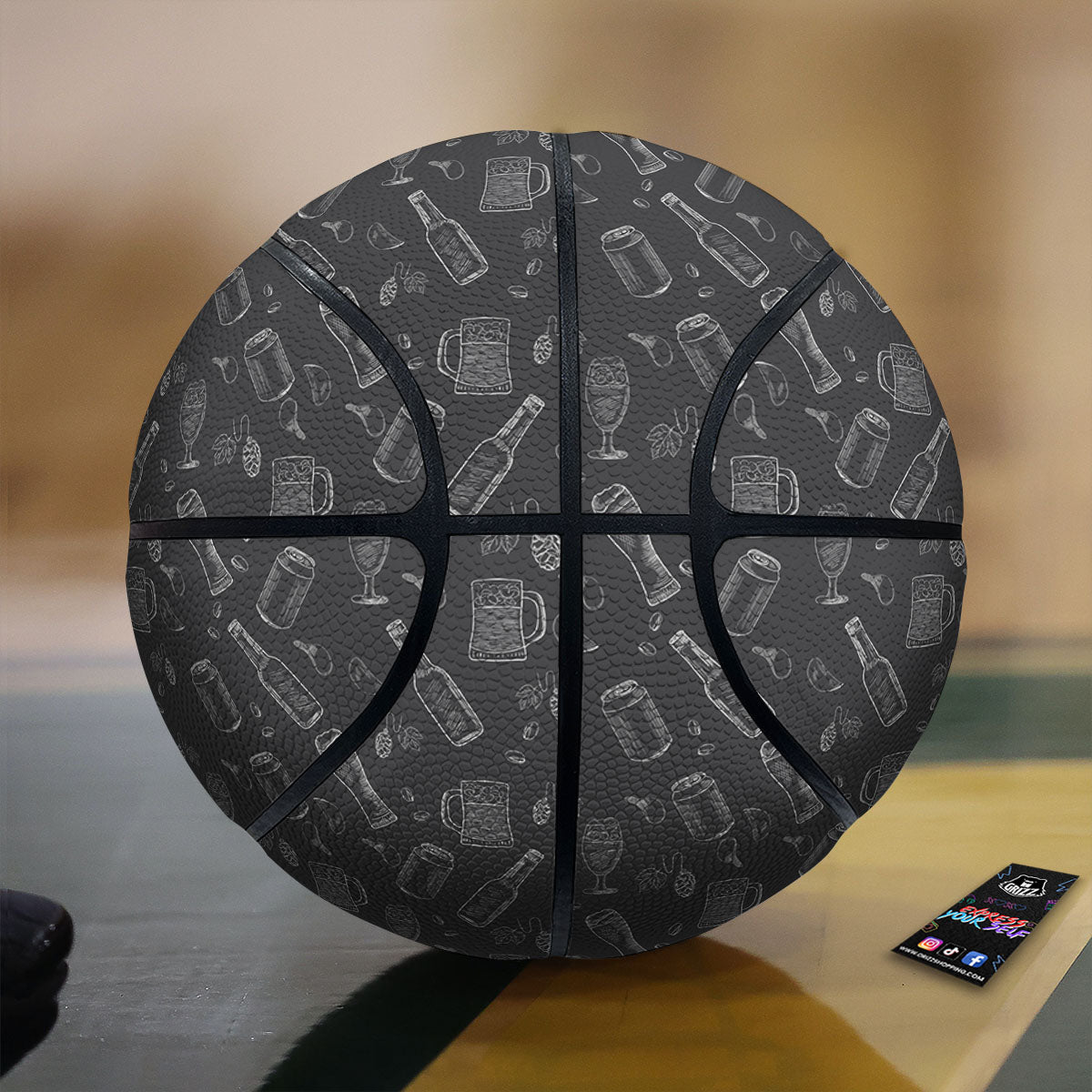 Beer White And Black Print Pattern Basketball