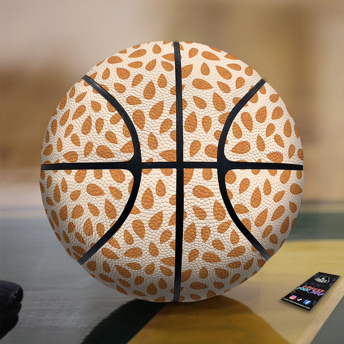 Beige Almond Print Pattern Basketball-grizzshop