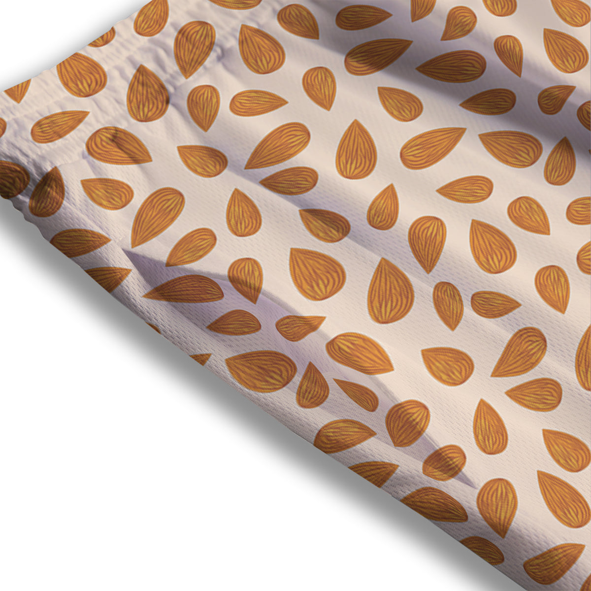 Beige Almond Print Pattern Mesh Shorts-grizzshop