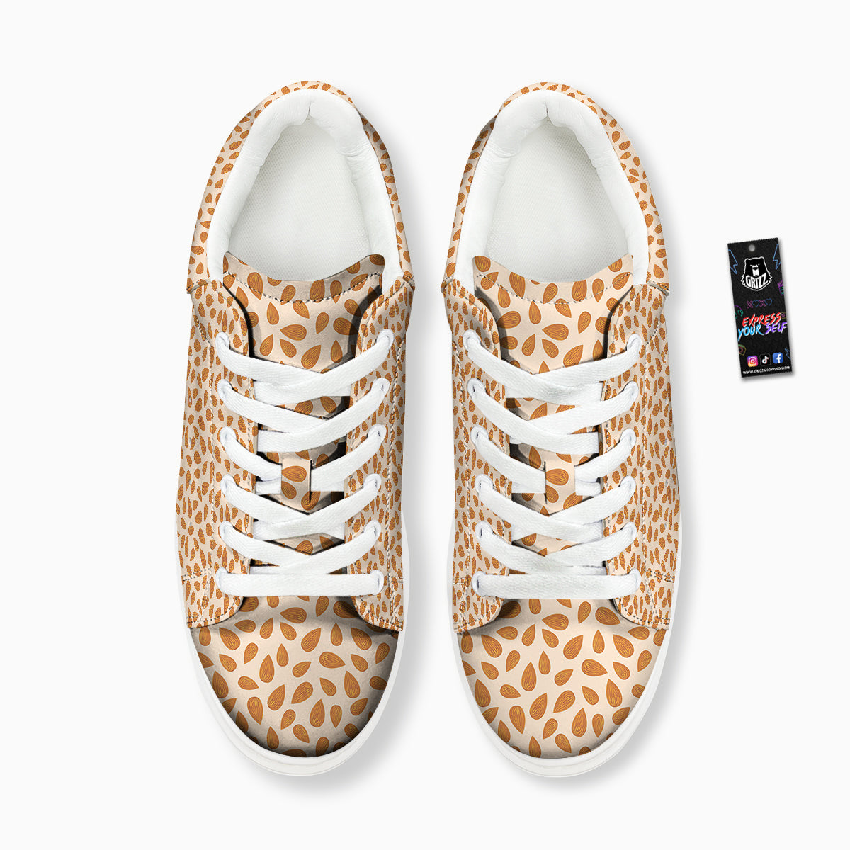 Beige Almond Print Pattern Platform Shoes-grizzshop