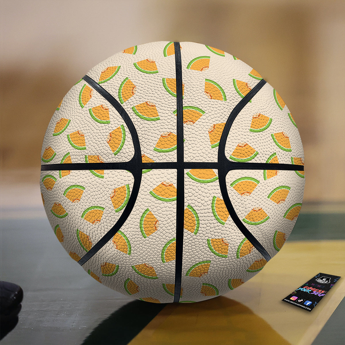 Beige And Melon Print Pattern Basketball-grizzshop