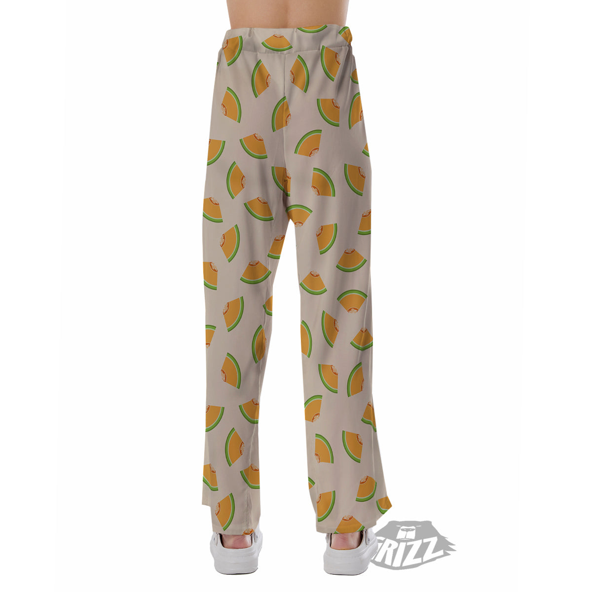 Beige And Melon Print Pattern Pajama Pants-grizzshop