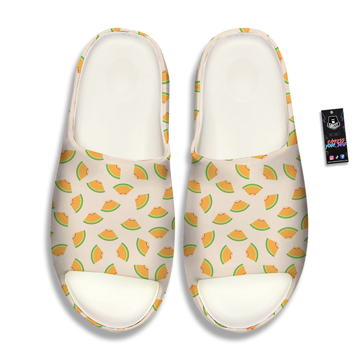Beige And Melon Print Pattern Sandals-grizzshop