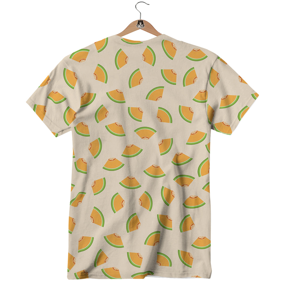 Beige And Melon Print Pattern T-Shirt-grizzshop