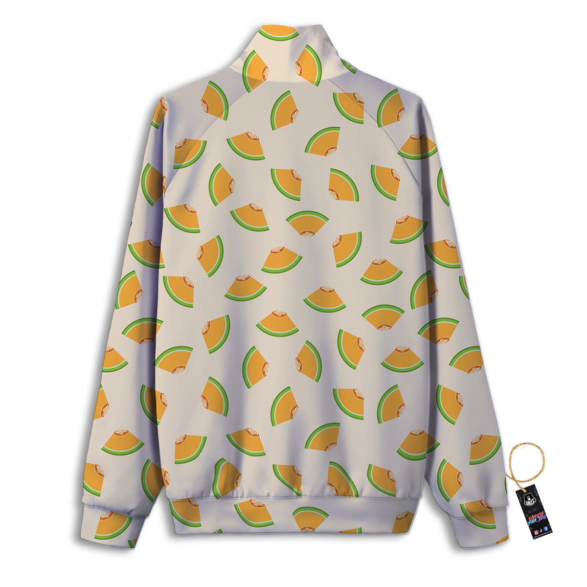 Beige And Melon Print Pattern Track Jacket-grizzshop
