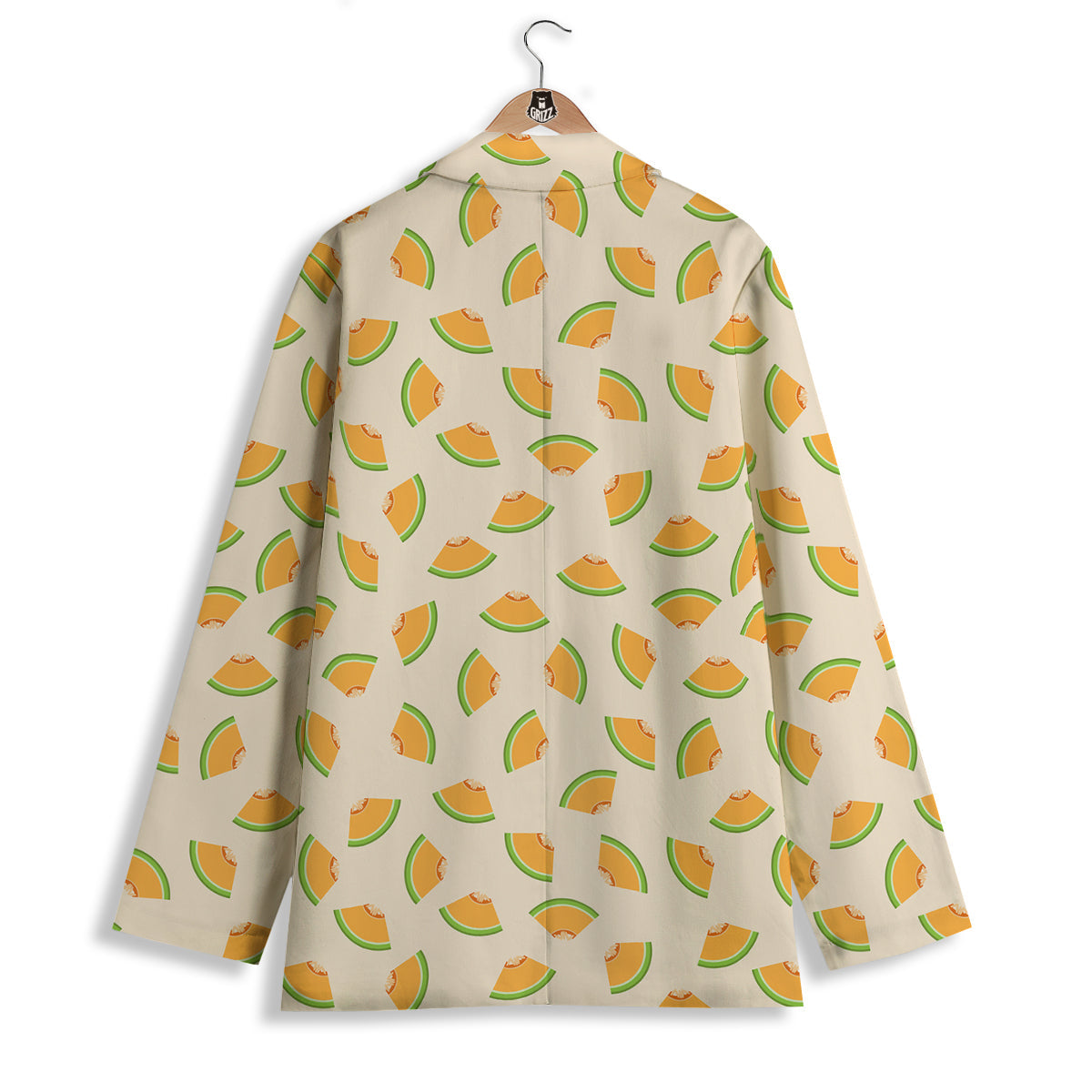 Beige And Melon Print Pattern Women's Blazer-grizzshop
