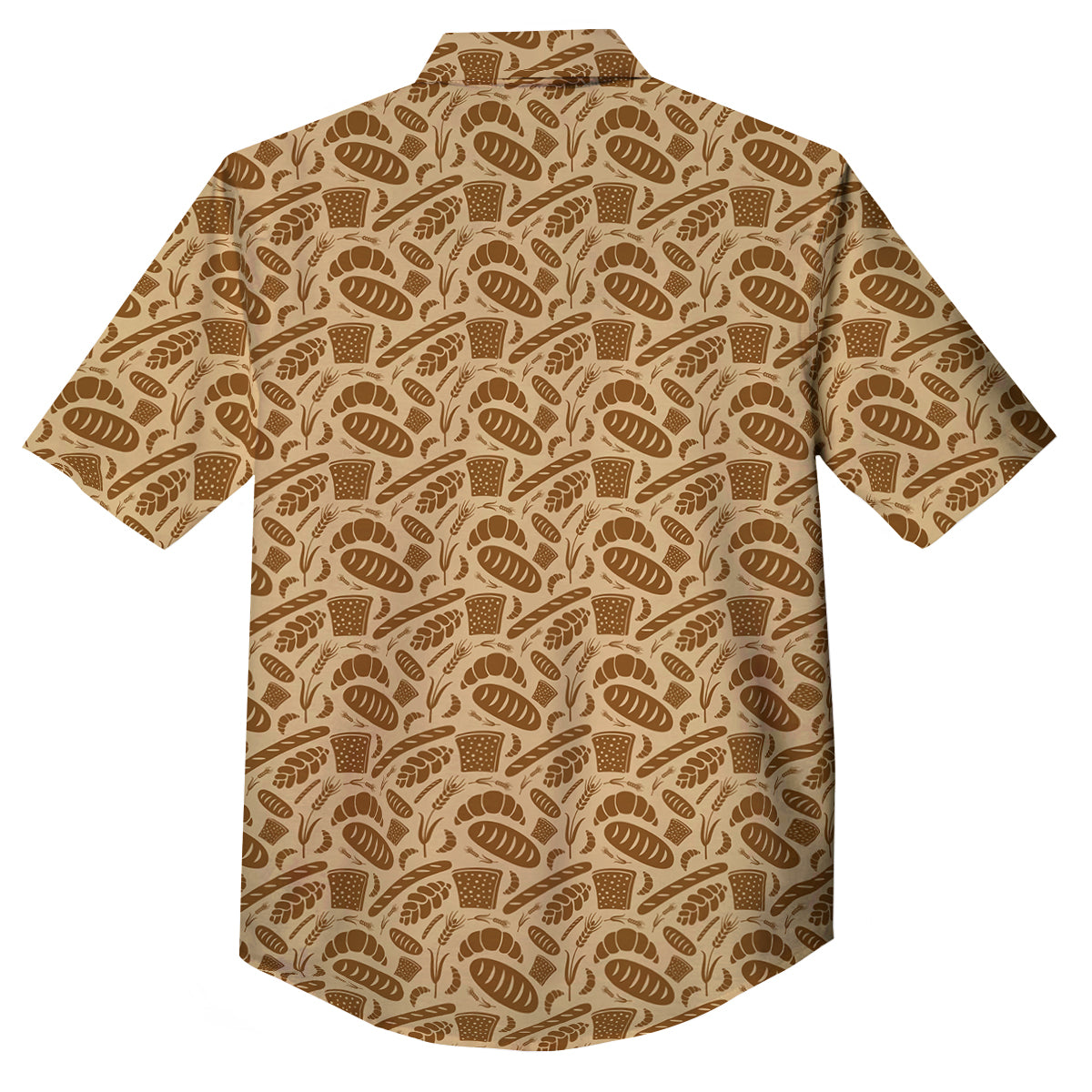 Beige Brown Bakery Print Pattern Button Up Shirt-grizzshop