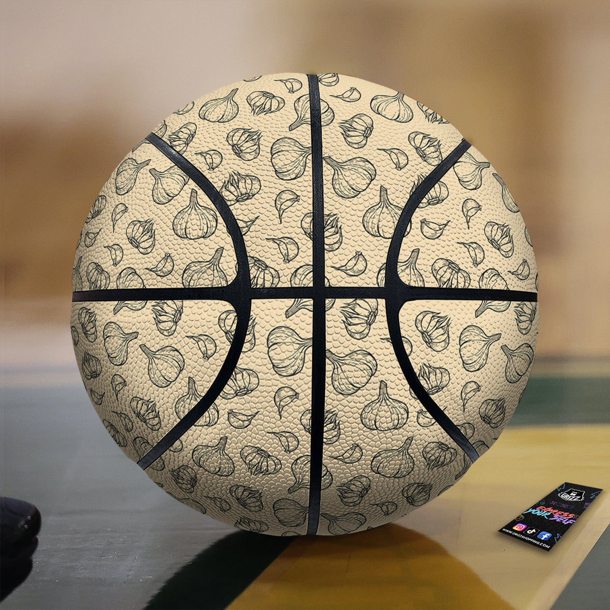 Beige Drawing Garlic Print Pattern Basketball-grizzshop