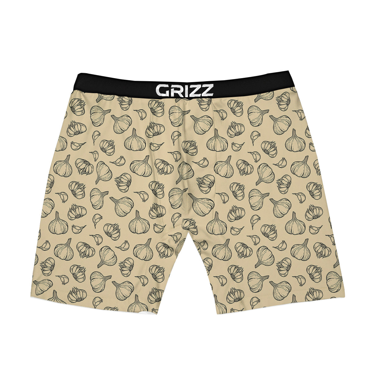 Beige Drawing Garlic Print Pattern Boxer Briefs-grizzshop