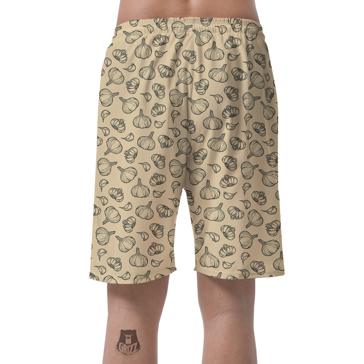 Beige Drawing Garlic Print Pattern Men's Shorts-grizzshop