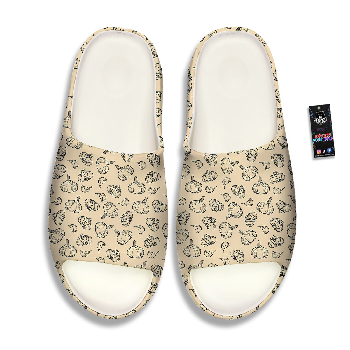 Beige Drawing Garlic Print Pattern Sandals-grizzshop