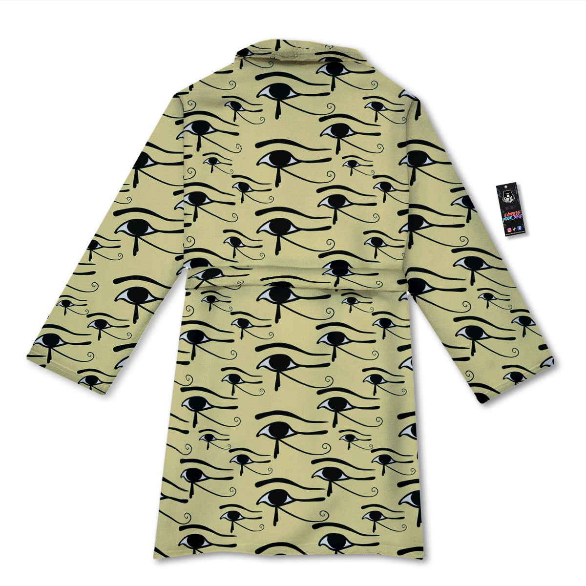 Beige Eye of Horus Print Pattern Bathrobe-grizzshop