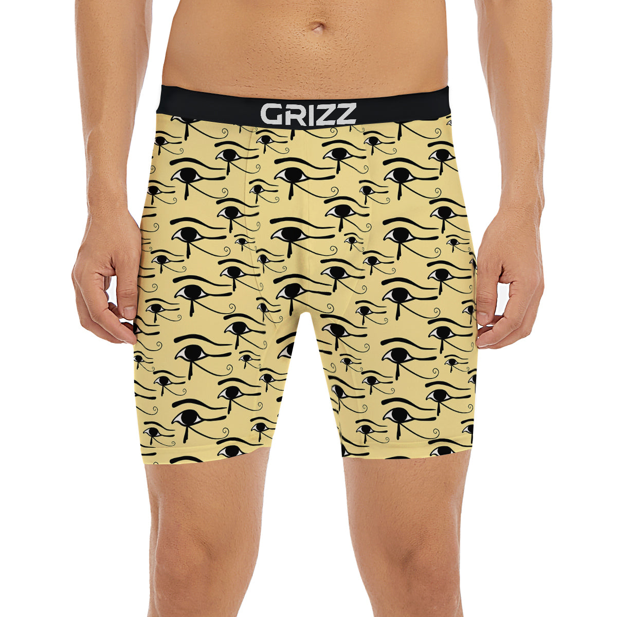 Beige Eye of Horus Print Pattern Boxer Briefs-grizzshop