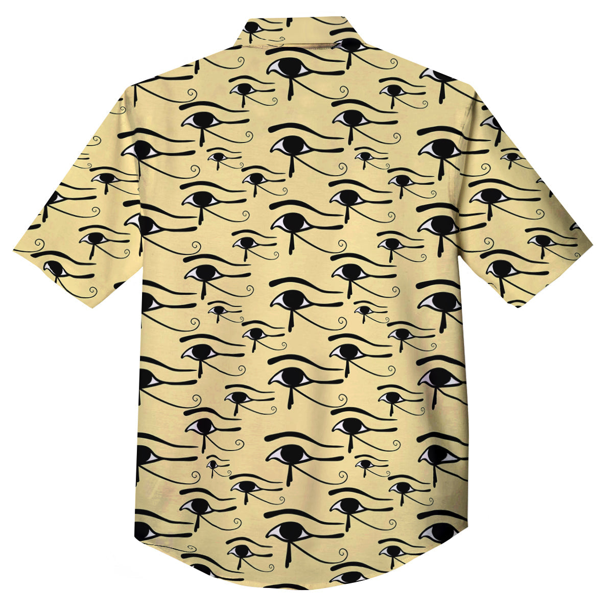 Beige Eye of Horus Print Pattern Button Up Shirt-grizzshop