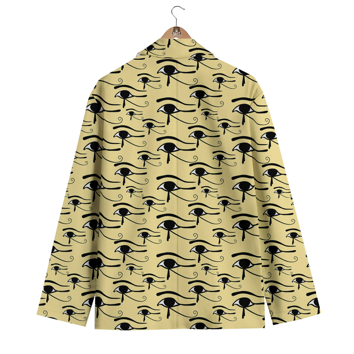 Beige Eye of Horus Print Pattern Men's Blazer-grizzshop