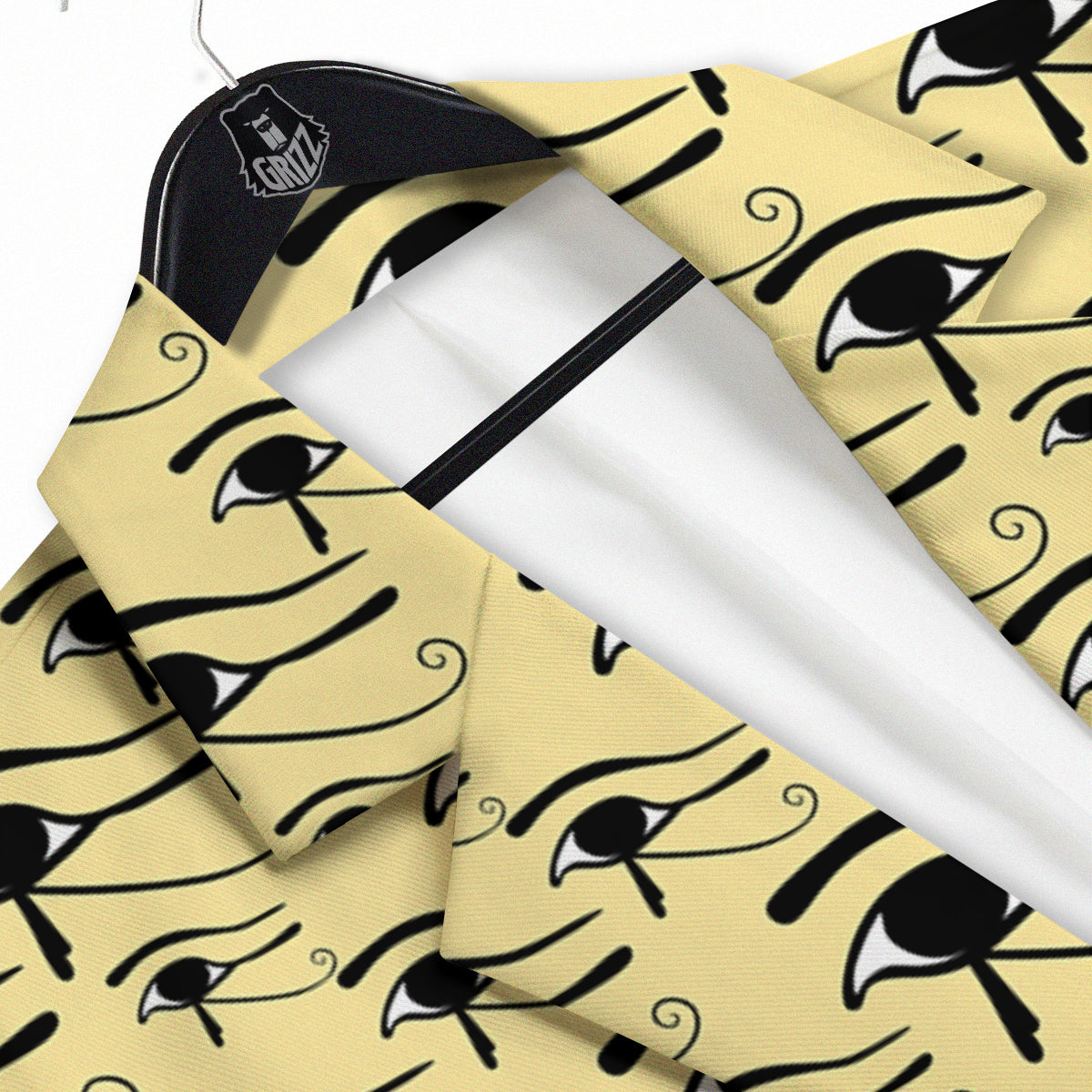 Beige Eye of Horus Print Pattern Men's Sport Coat-grizzshop