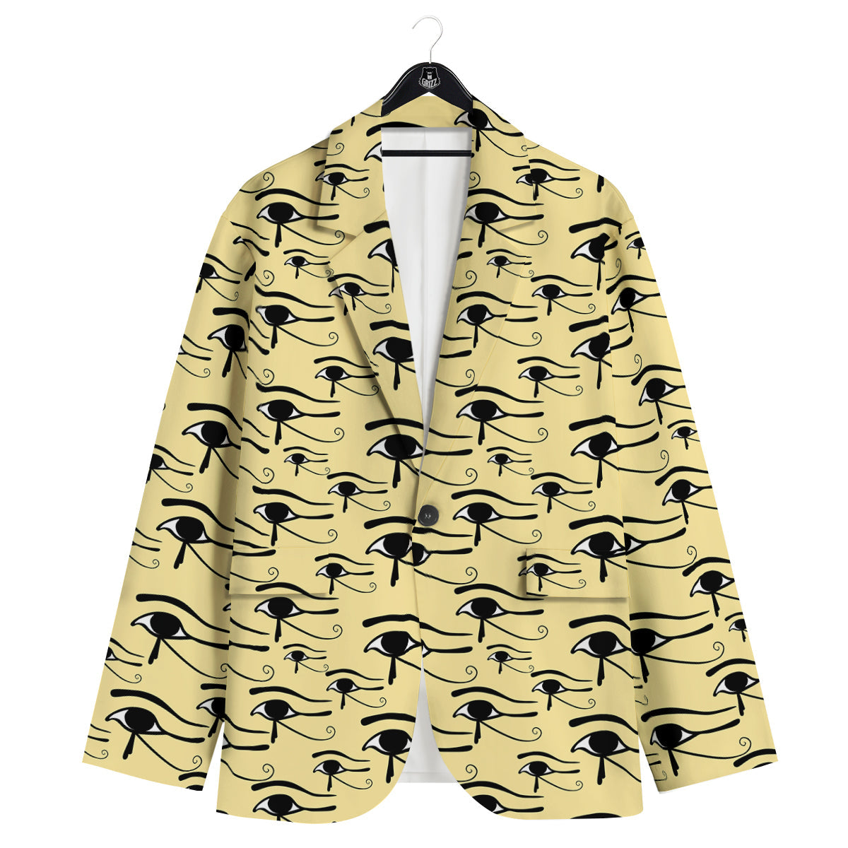 Beige Eye of Horus Print Pattern Men's Sport Coat-grizzshop