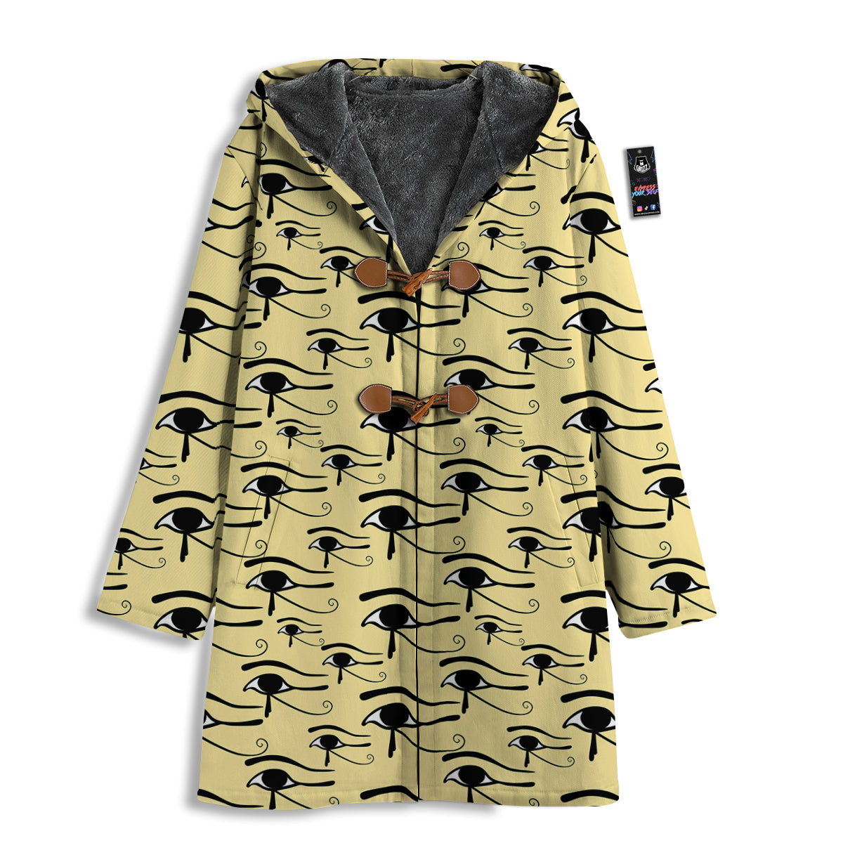 Beige Eye of Horus Print Pattern Men's Windbreaker Jacket-grizzshop