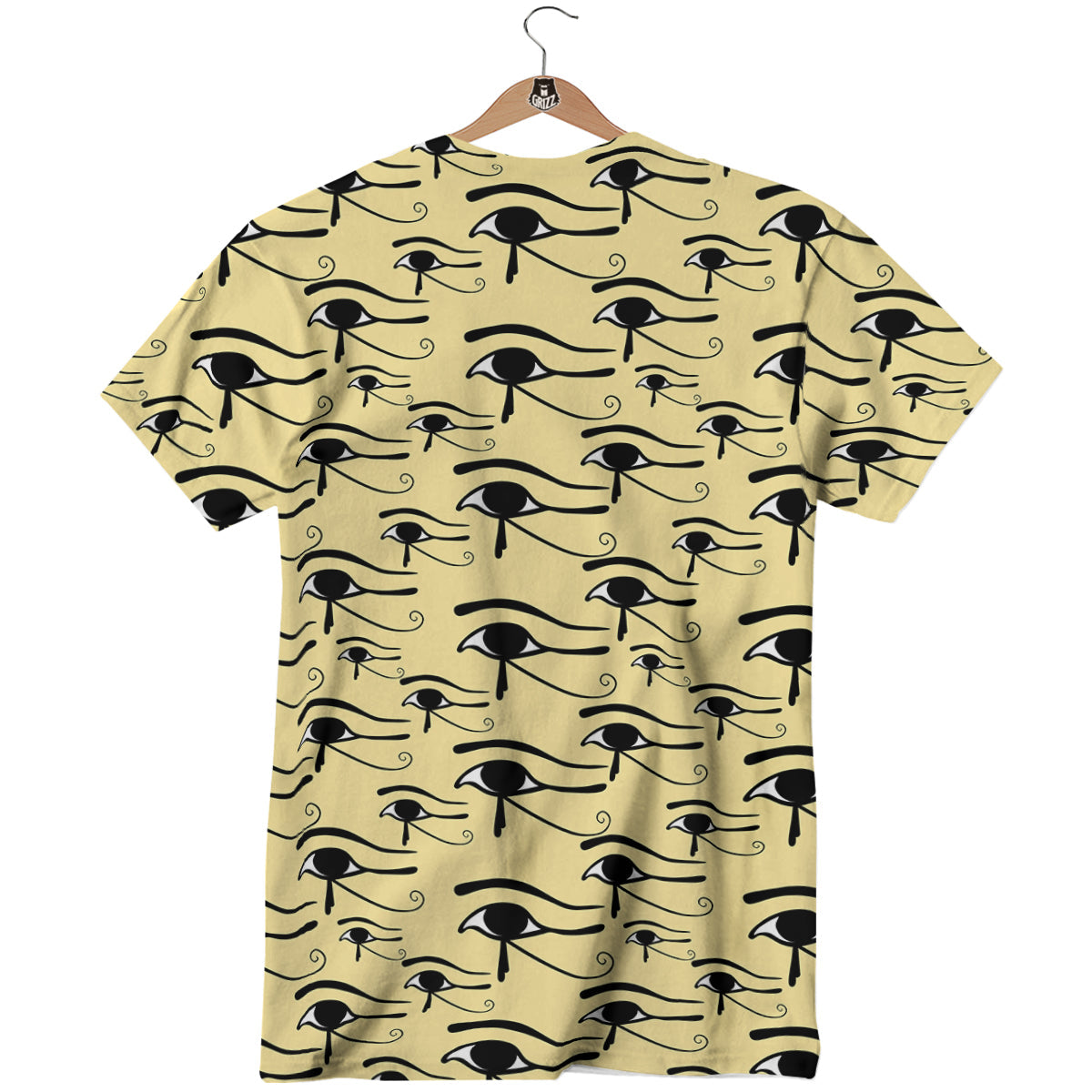 Beige Eye of Horus Print Pattern T-Shirt-grizzshop