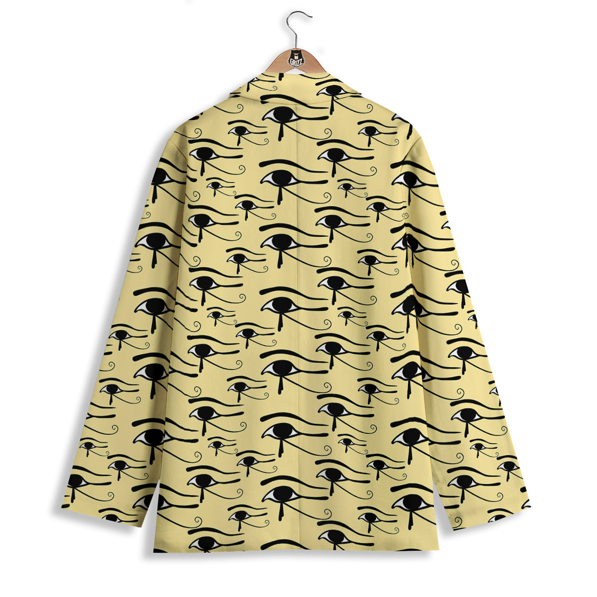Beige Eye of Horus Print Pattern Women's Blazer-grizzshop