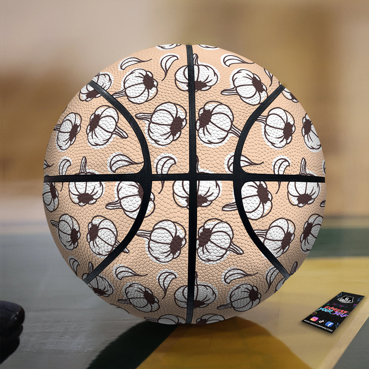 Beige Garlic Print Pattern Basketball-grizzshop