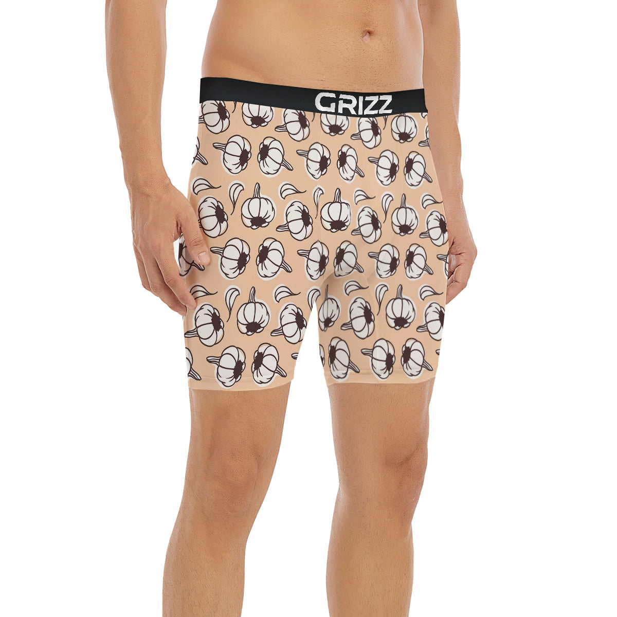 Beige Garlic Print Pattern Boxer Briefs-grizzshop