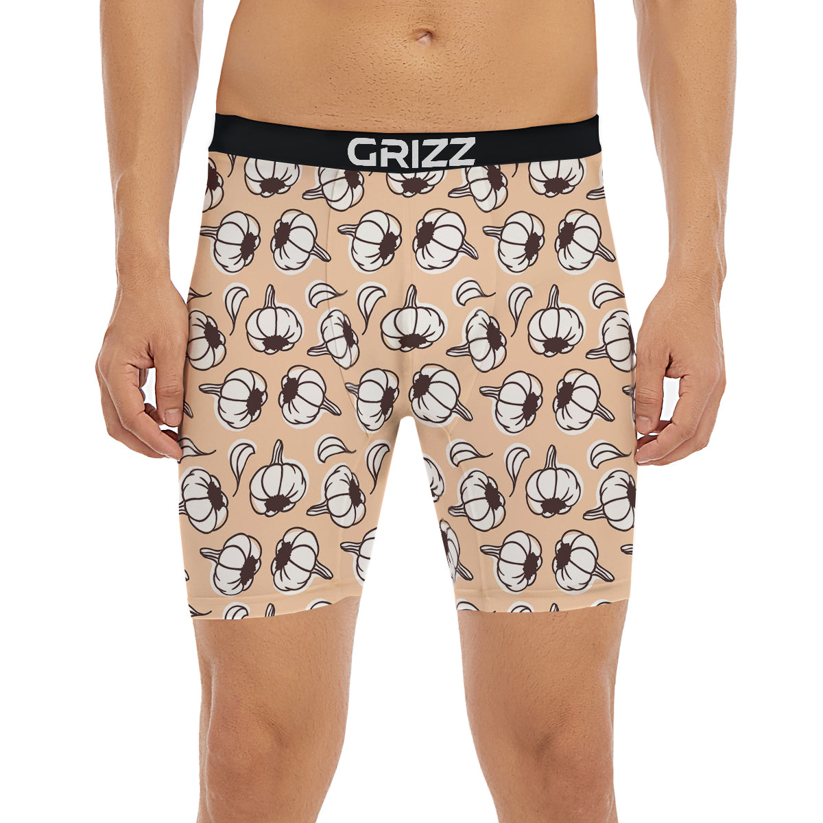 Beige Garlic Print Pattern Boxer Briefs-grizzshop