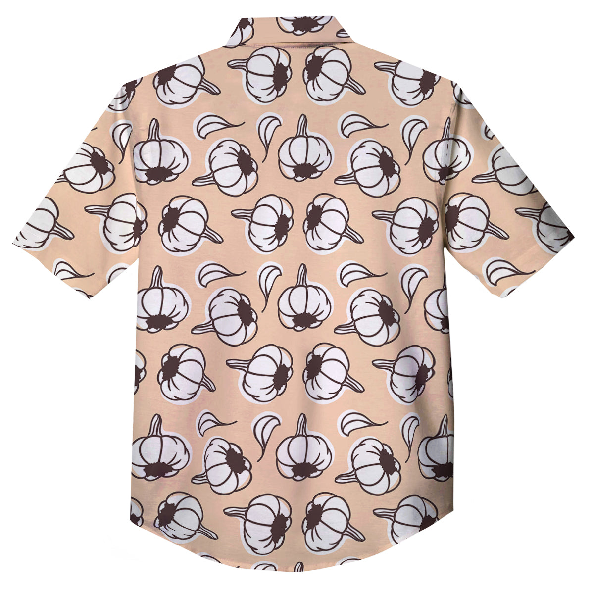 Beige Garlic Print Pattern Button Up Shirt-grizzshop
