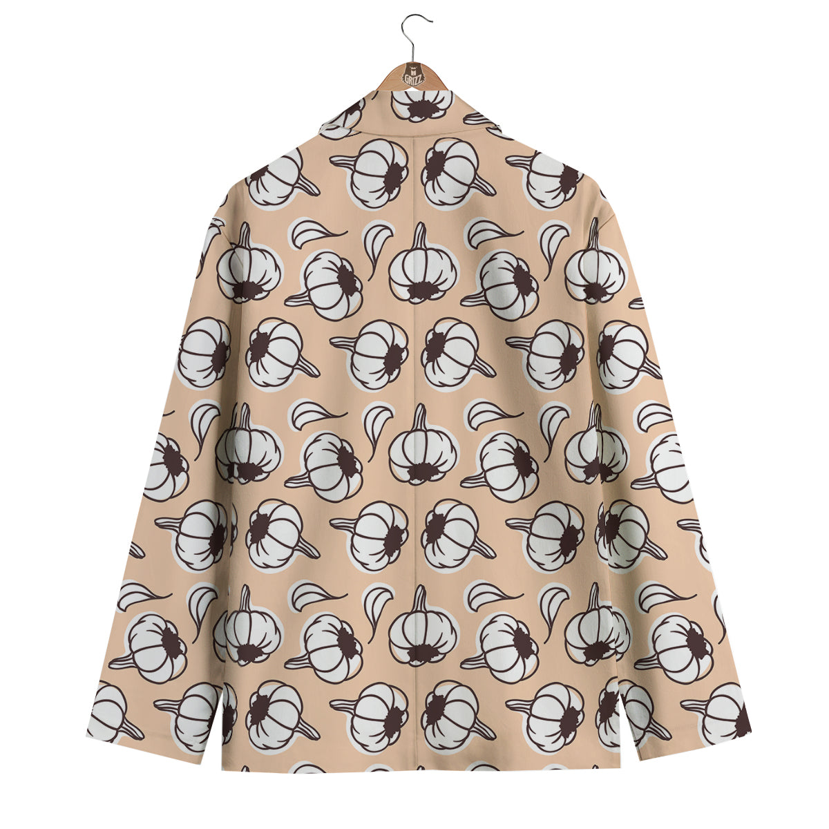 Beige Garlic Print Pattern Men's Blazer-grizzshop