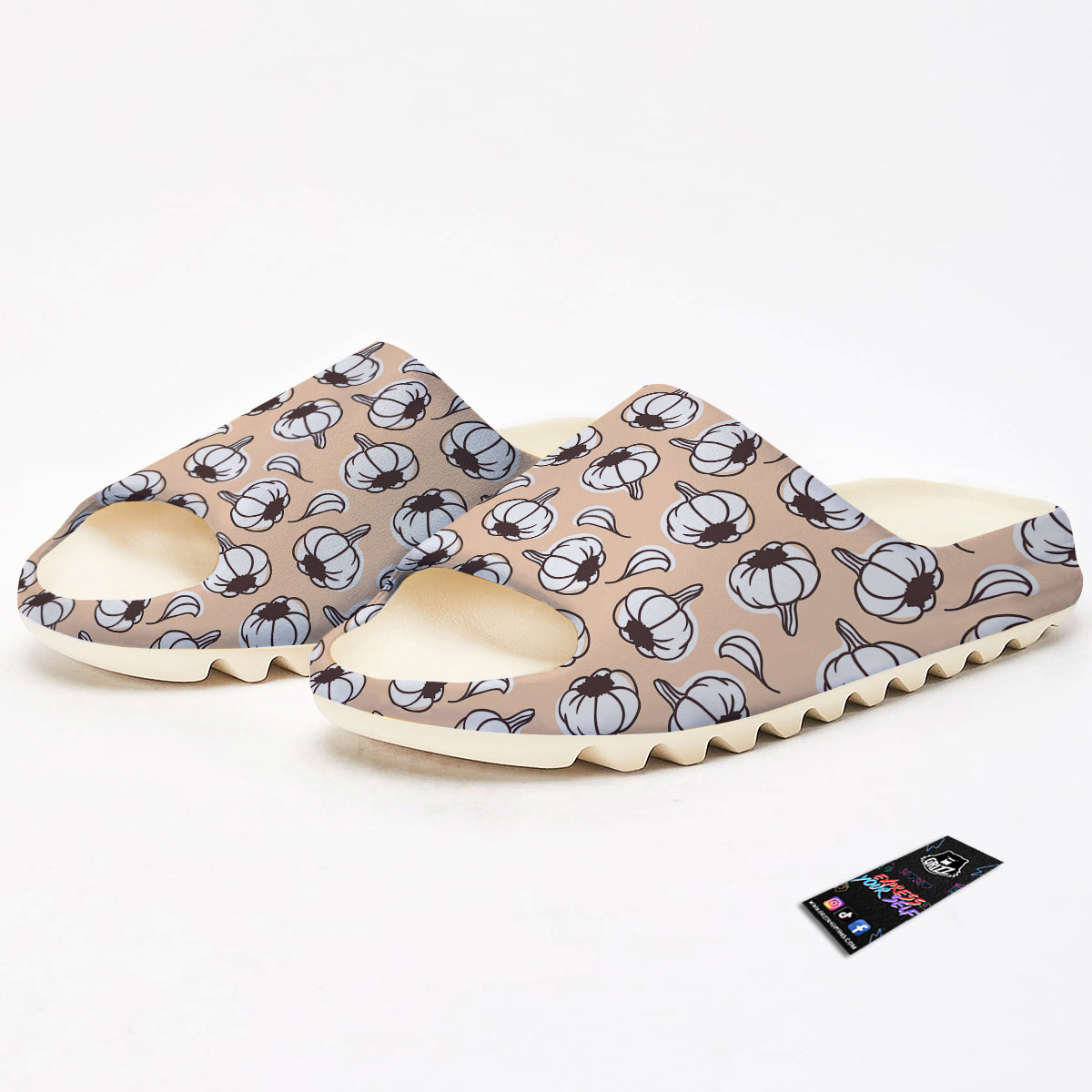 Beige Garlic Print Pattern Sandals-grizzshop