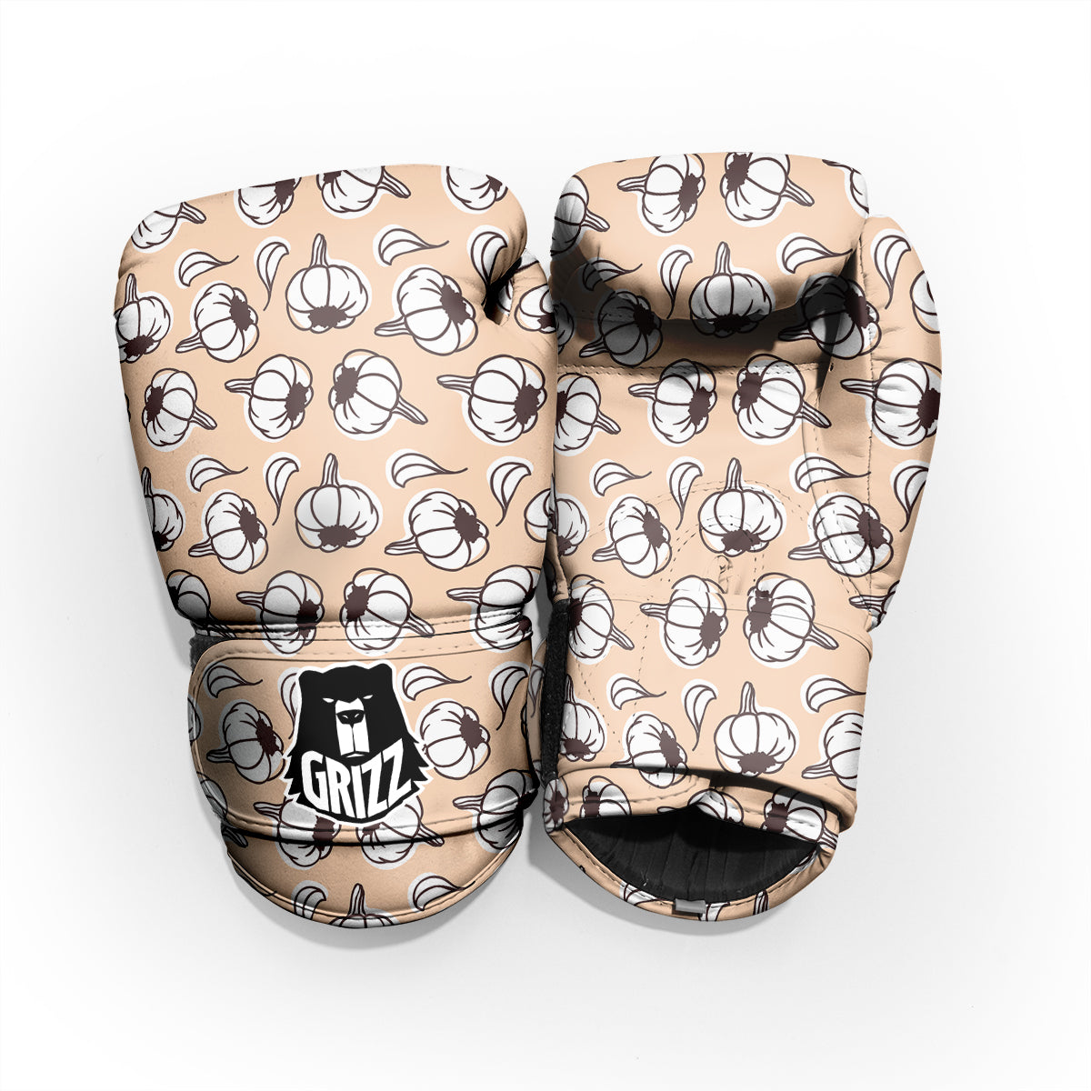 Beige Garlic Print Pattern Sparring Gloves-grizzshop