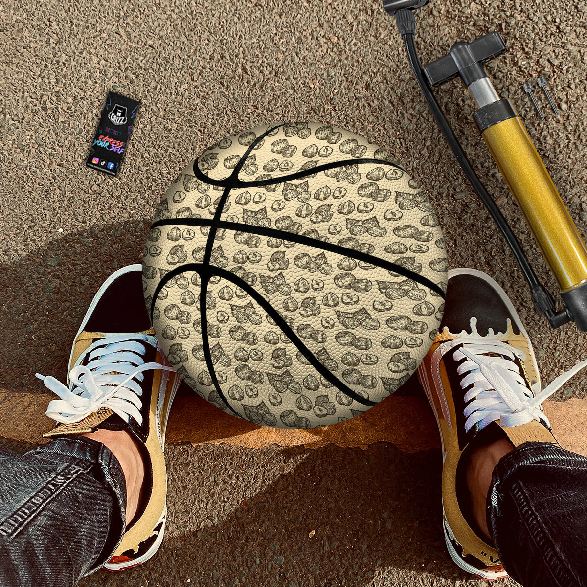 Beige Hazelnuts Print Pattern Basketball-grizzshop