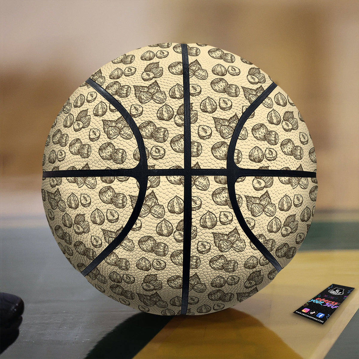 Beige Hazelnuts Print Pattern Basketball-grizzshop