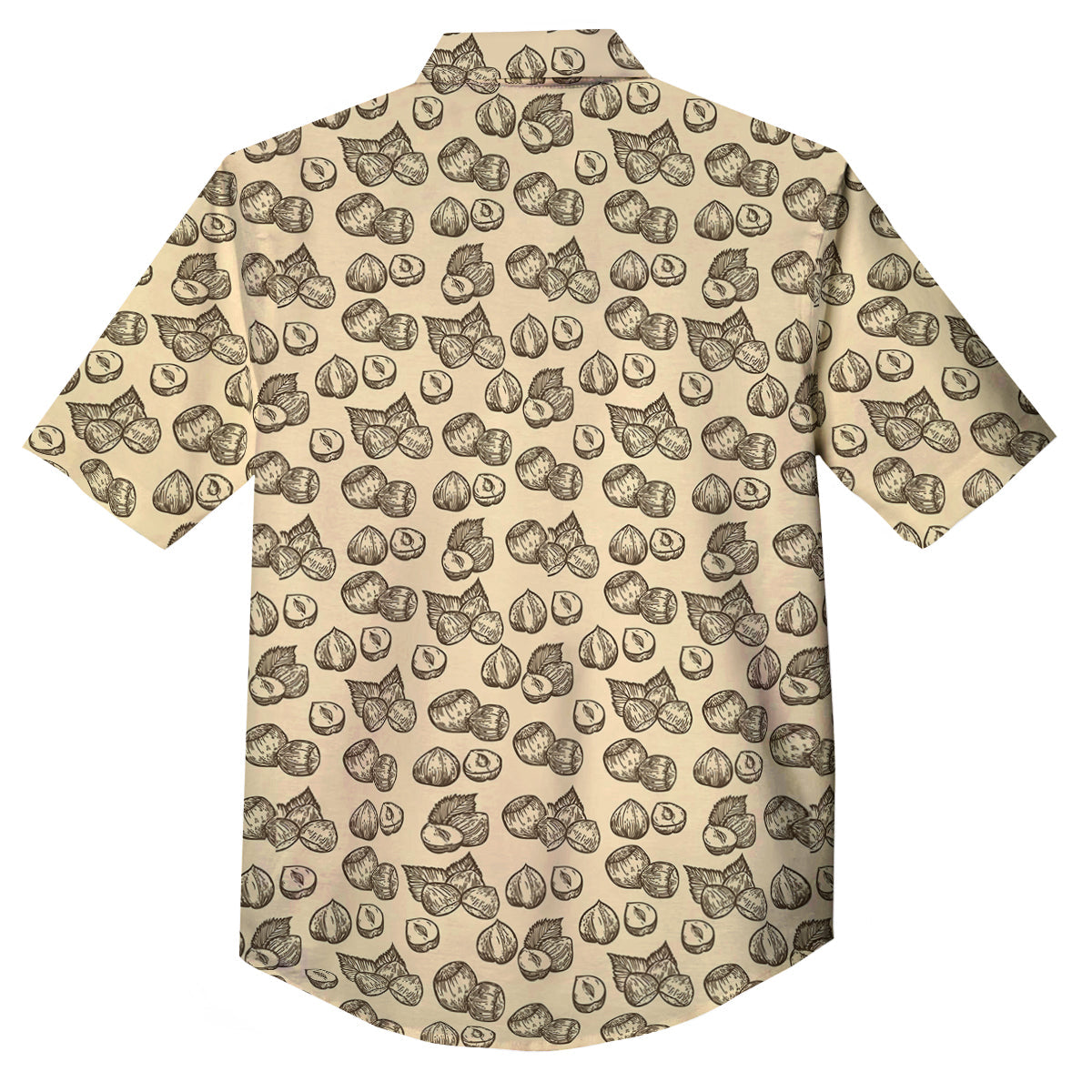 Beige Hazelnuts Print Pattern Button Up Shirt-grizzshop