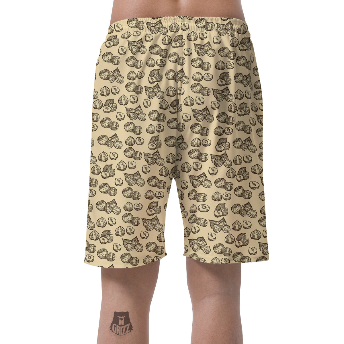 Beige Hazelnuts Print Pattern Men's Shorts-grizzshop