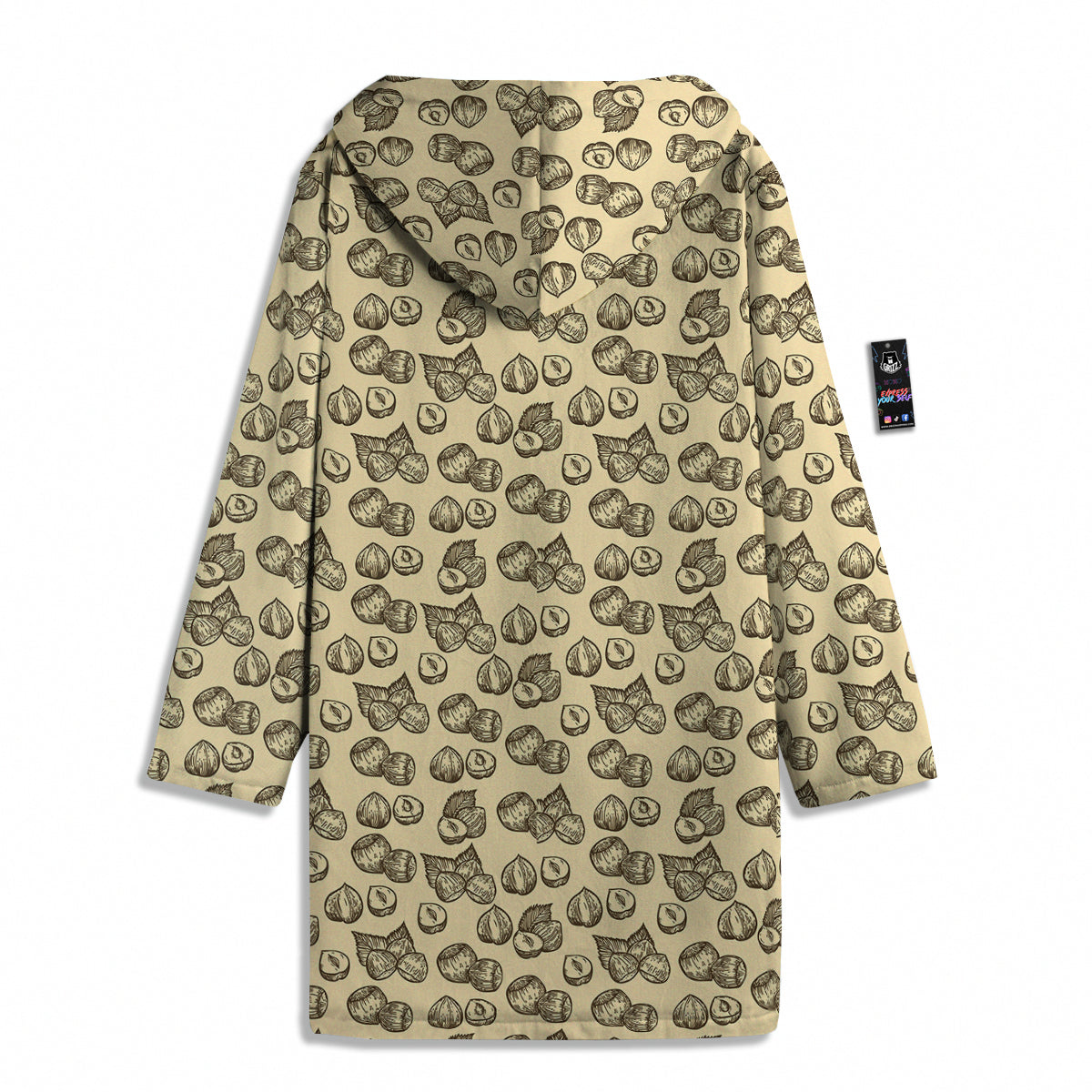 Beige Hazelnuts Print Pattern Men's Windbreaker Jacket-grizzshop