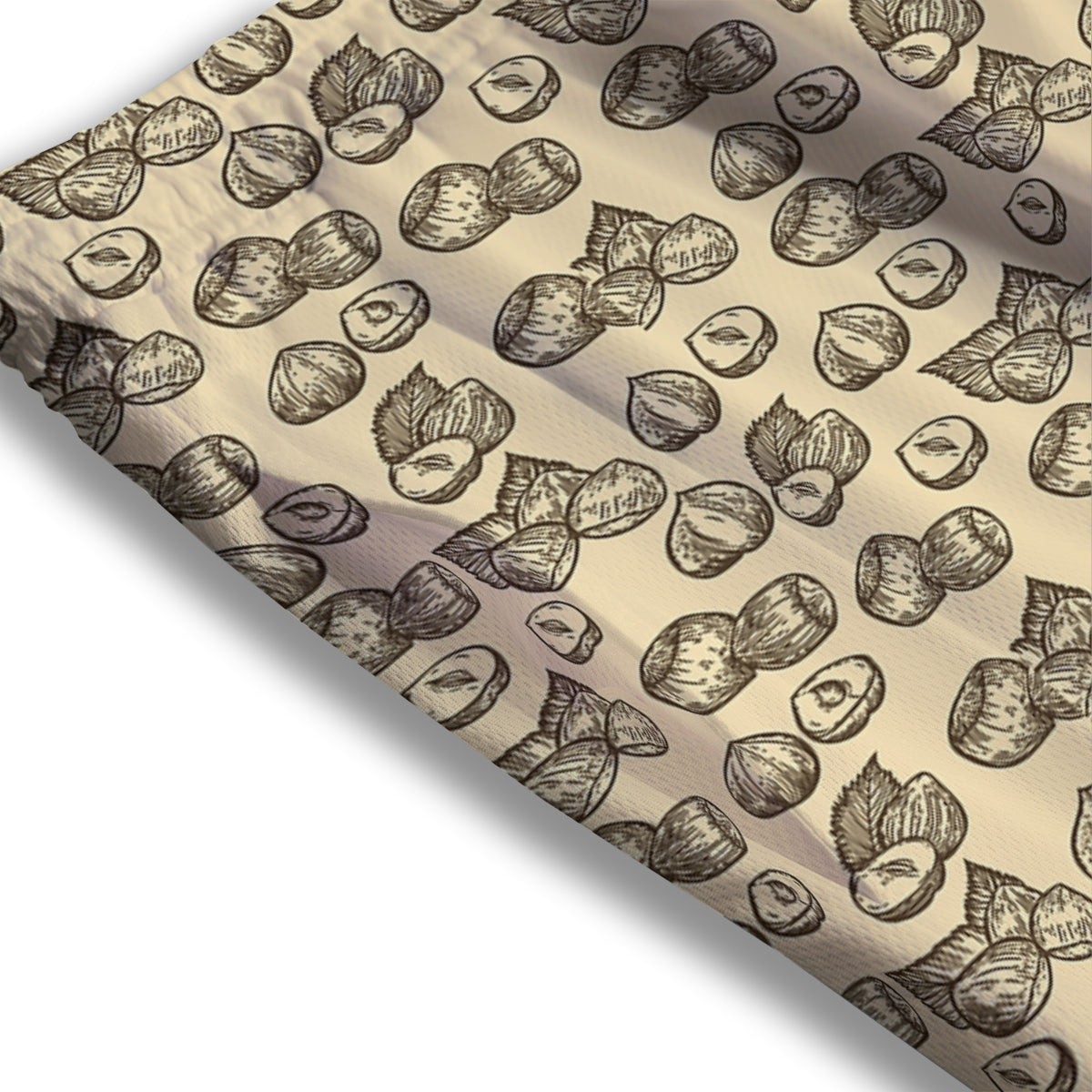 Beige Hazelnuts Print Pattern Mesh Shorts-grizzshop