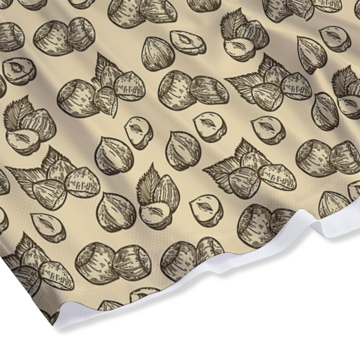 Beige Hazelnuts Print Pattern Mesh Shorts-grizzshop