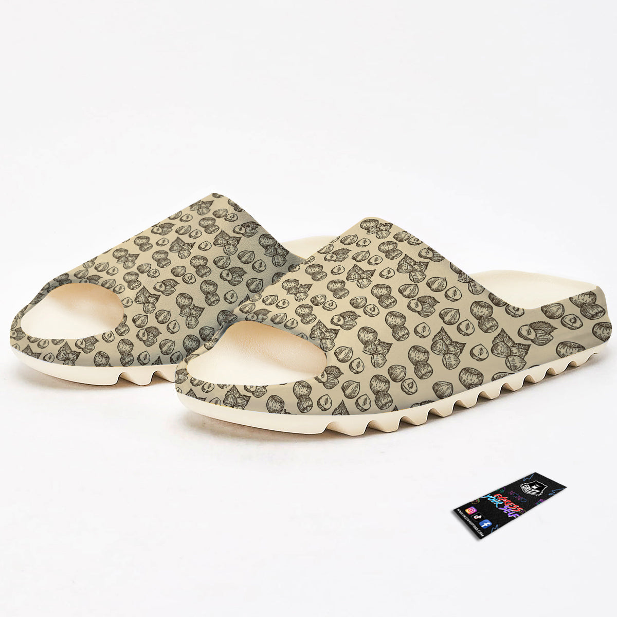 Beige Hazelnuts Print Pattern Sandals-grizzshop
