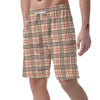 Beige Plaid Tartan Men's Shorts-grizzshop