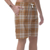 Beige Plaid Tartan Print Men's Shorts-grizzshop